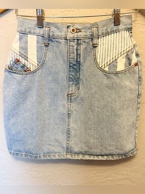 Steel Jeans Striped Denim Mini Skirt High Rise Y2K Size 7